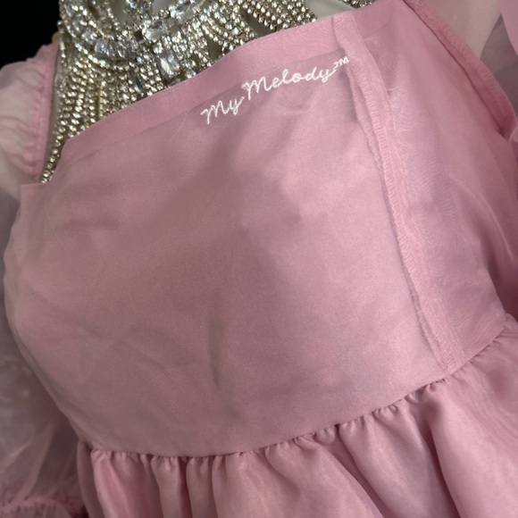 My Melody Limited Edition Sanrio Soft Pink Babydoll Dress Tulle Puffy Sleeves - Picture 4 of 6